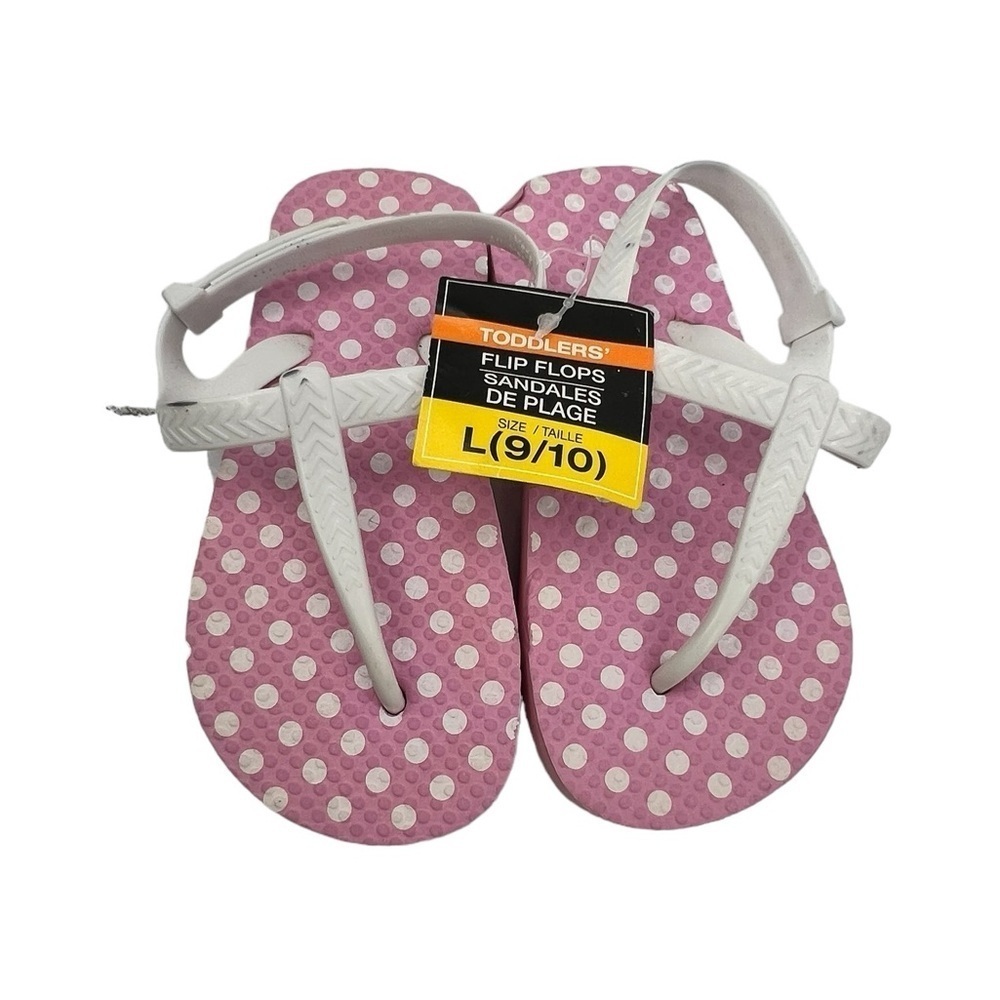 NWT Pink White Polka Dot Flip Flop Sandals Size Large (9/10) Toddler